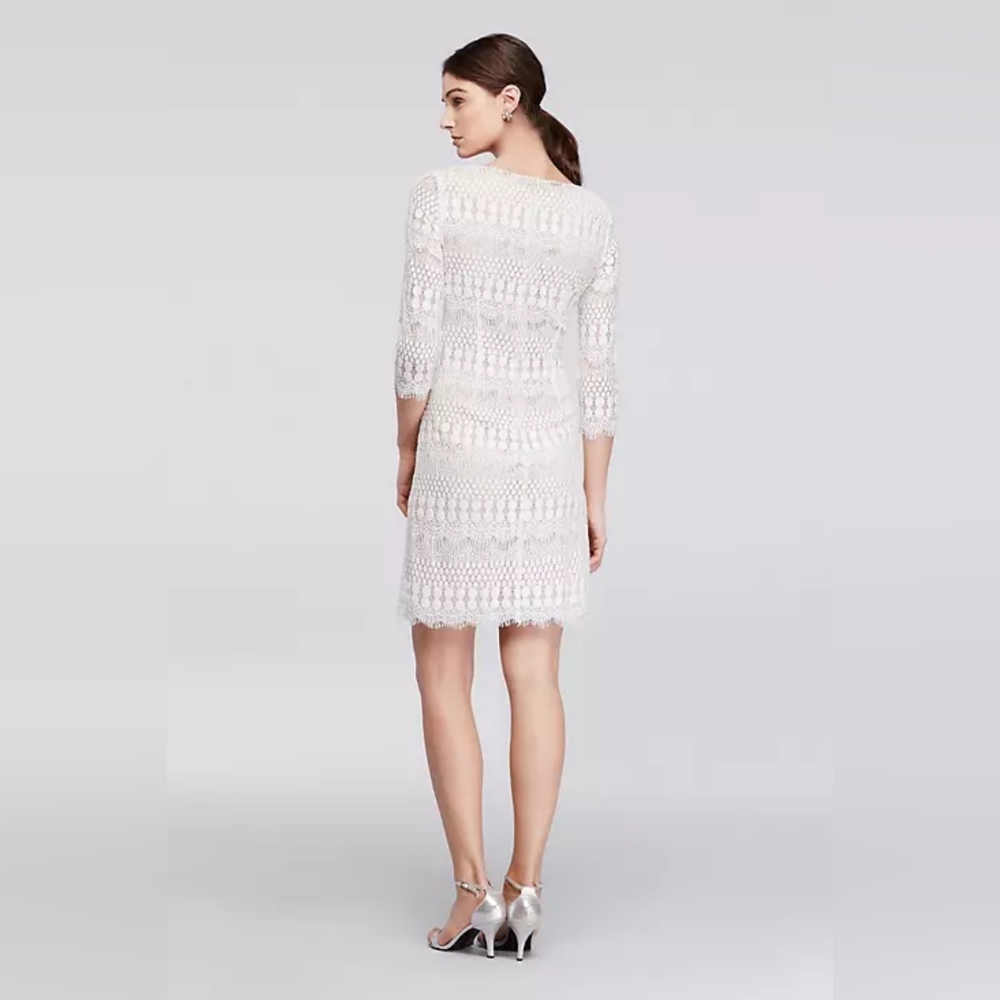 Jessica Howard patterned lace short dress with 3/4 sleeves - Picture 3 of 7